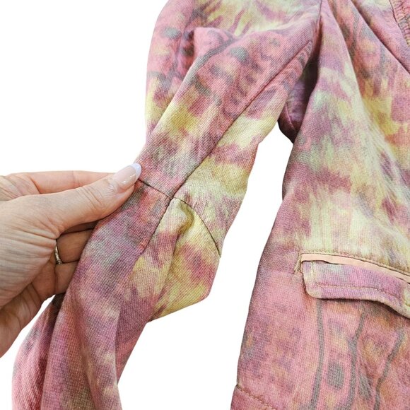 Womens Tie Dye Jacket Blazer Poof Shoulders Button Closure & Pockets  Size 6 - Picture 6 of 11